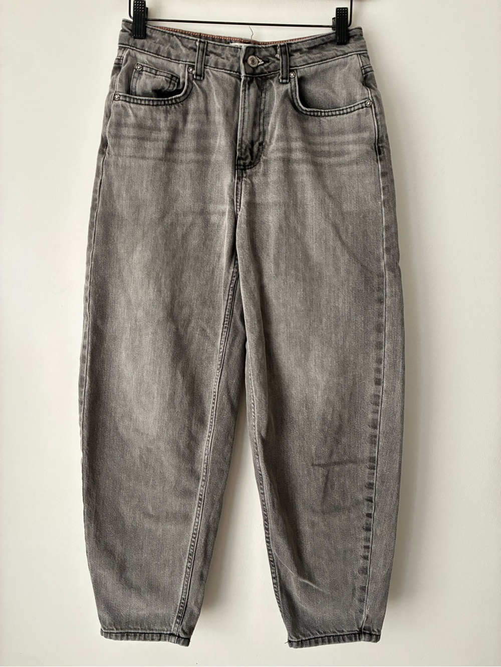 Free People Jeans Womens 25 We The Free Gray Barrel Leg High Rise 100% Cotton